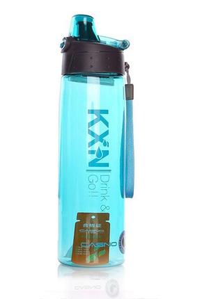 Пляшка спортивна для води пластикова для тренувань casno 780 мл kxn-1180 блакитна ku-229 фото