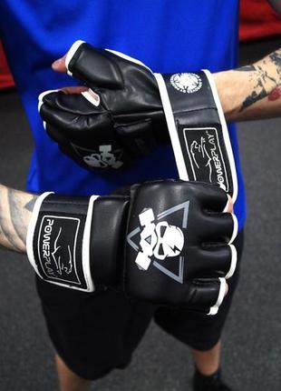 Перчатки для mma тренировочные спортивные перчатки для единоборств powerplay 3056 а черно-белые xl ku-222 фото