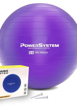 Мяч фитбол спортивный тренировочный для фитнеса power system ps-4011 ø55 cm pro gymball purple ku-22