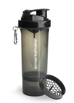 Пляшка шейкер спортивна універсальна для спортзалу smartshake slim 500ml black (original) ku-22