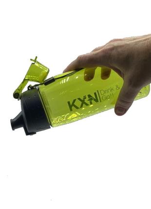 Пляшка спортивна для води пластикова для тренувань casno 580 мл kxn-1179 зелена ku-226 фото
