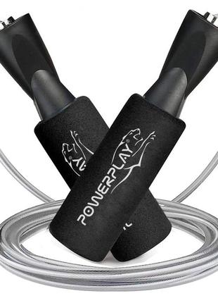 Скакалка тренировочная спортивная скоростная с подшипниками powerplay 4209 sport jump rope черная (3m.) ku-22