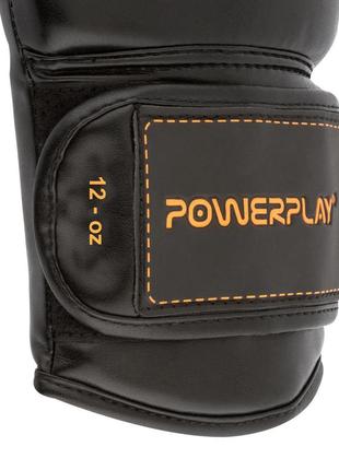 Боксерские перчатки спортивные тренировочные для бокса powerplay 3016 черно-оранжевые 12 унций ku-222 фото
