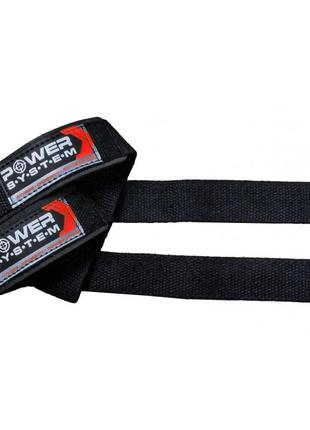 Лямки для тяги спортивные тренировочные кистевые ремни power system ps-3400 power straps black/red ku-22