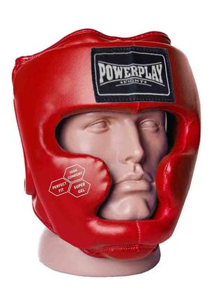 Боксерський шолом тренувальний закритий спортивний для бокса powerplay червоний xl ku-22