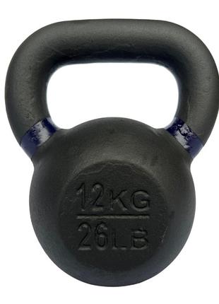 Гиря чугунная спортивная цельная для фитнеса и спорта wcg 12 кг черный ku-22