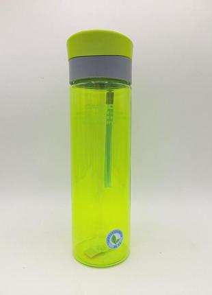 Бутылка спортивная для воды пластиковая casno 600 мл kxn-1145 зеленая + пластиковый венчик ku-22