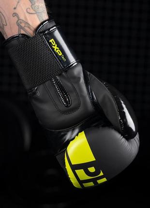 Боксерские перчатки спортивные тренировочные для бокса phantom black/yellow 12 унций (капа в подарок) ku-224 фото