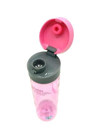 Пляшка спортивна для води пластикова casno 600 мл kxn-1145 рожева + пластиковий вінчик ku-226 фото