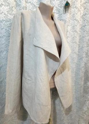 Льняной меланжевый кардиган~пиджак пог-57см2 фото
