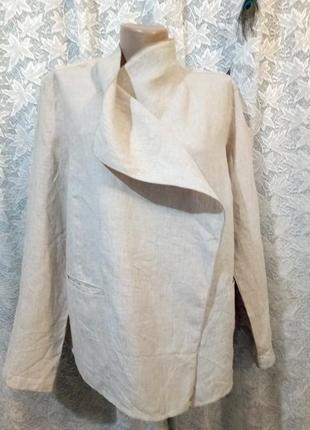 Льняной меланжевый кардиган~пиджак пог-57см3 фото