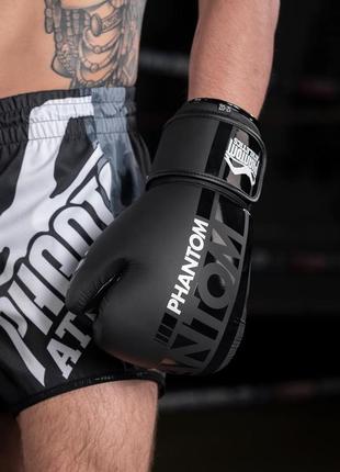 Боксерские перчатки спортивные тренировочные для бокса phantom black 10 унций (капа в подарок) ku-225 фото