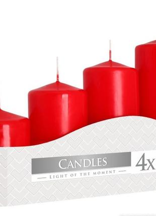 Набор свечей цилиндрических парафиновых ароматических 4 шт. цилиндр красные (sw50/4-030) ku-22