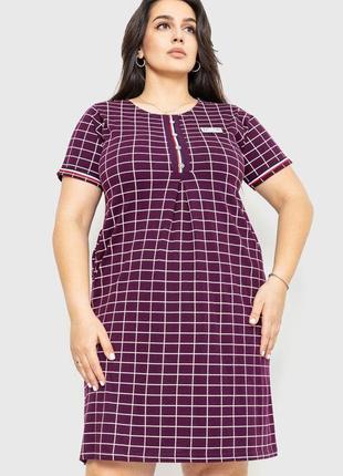 Плаття повсякденне в карту колір бордовий 231r6616