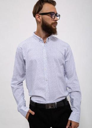 Белая мужская рубашка, с принтом, 511f015