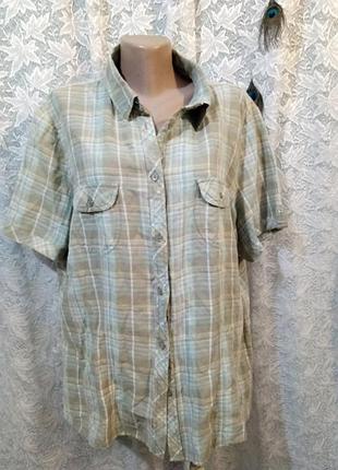 Батальная льняная рубашка в клетку  от kingfield
