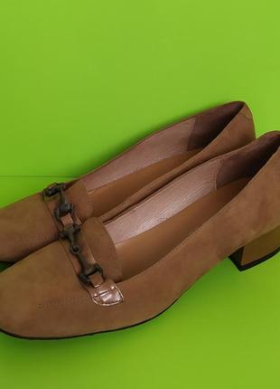 Замшевые туфли на устойчивом каблуке кэмел estefania marco, 393 фото