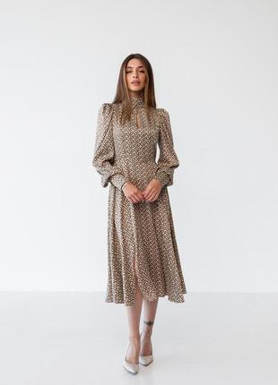 Женское silkовое платье миди молочное modna kazka mklk606-1