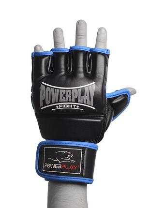 Рукавиці для mma тренувальні спортивні рукавчки для єдиноборств powerplay 3058 чорно-сині xl ku-22