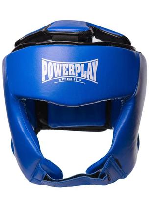 Боксерский шлем турнирный тренировочный спортивный для бокса powerplay синий l ku-225 фото