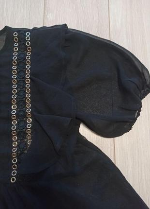 Блуза черная с баской и кружевом, asos3 фото