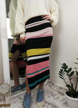 Брендовий стильна спідниця міді в смужку river island