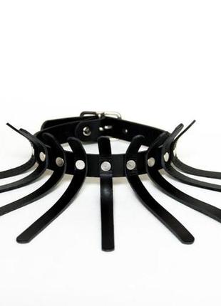 Интересный чокер колье с лучами из плотной натуральной кожи (все размеры)3 фото