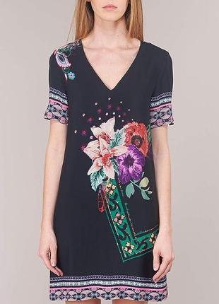 Шикарное вискозное платье в цветочный принт desigual made in morocco, оригинал
