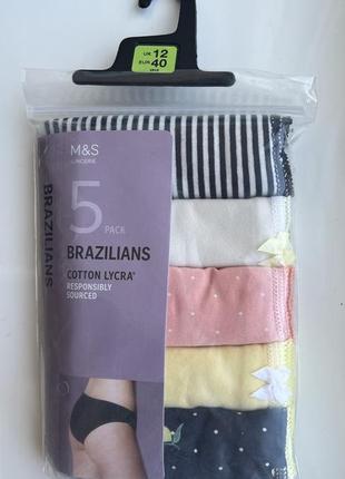 Набор женских трусов 5 штук marks & spencer р-р 8,10,12,14 трусы модель бразилиана