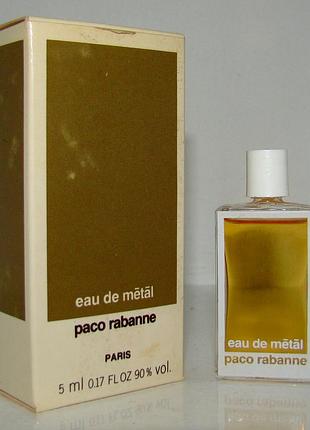 Миниатюра paco rabanne eau de metal. оригинал. винтаж.