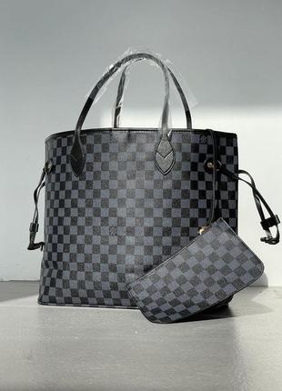 Жіноча сумка луї віттон сіра louis vuitton neverfull grey