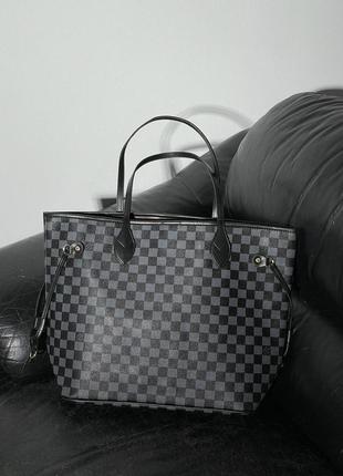 Жіноча сумка луї віттон сіра louis vuitton neverfull grey