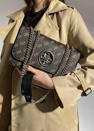 Женская сумка гесс коричневая guess zadie brown