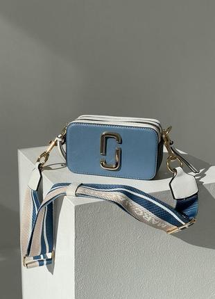 Женская сумка марк джейкобс синяя marc jacobs small camera bag blue white