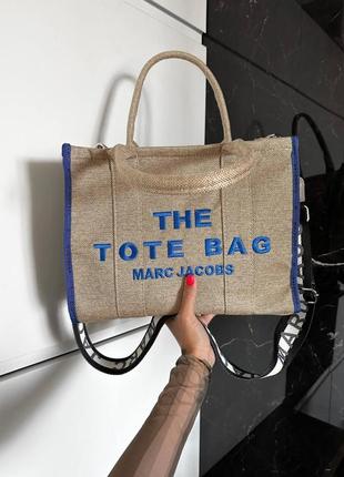 Женская сумка шоппер марк джейкобс бежевая marc jacobs beige tote bag textile