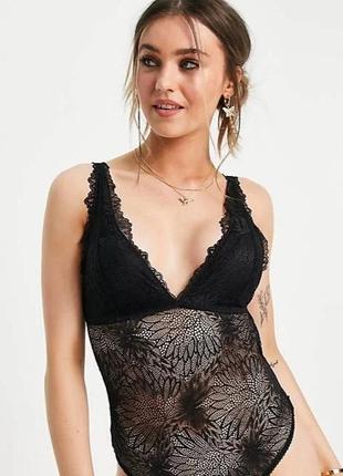 Мереживний чорний боді з чашками abercombie & fitch
