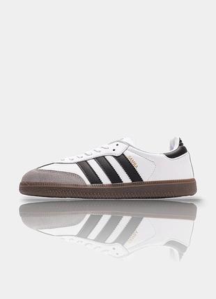 Кросівки жіночі білі шкіряні adidas samba og white black кеди адідас самба