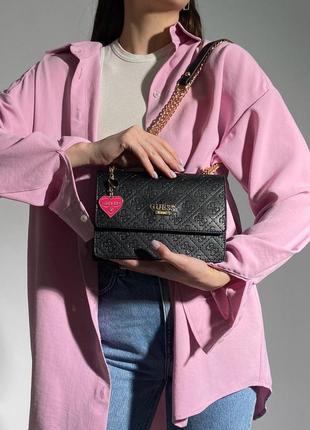 Женская сумка гесс черная guess mini bag black