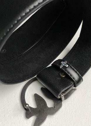 Жіночий ремінь пінко чорний пояс pinko love birds leather belt black/bronze2 фото
