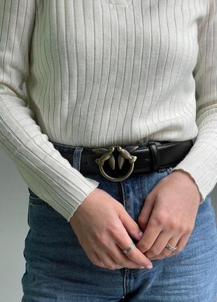 Женский ремень пинко черный пояс pinko love birds leather belt black/bronze4 фото