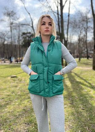 Женская теплая, повседневная жилетка, черный,пудра,розовый,зеленый,фиолетовый