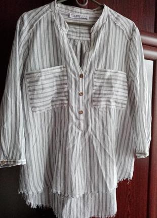 Базовая рубашка туника блуза с v-вырезом на пуговицах оверсайз принт