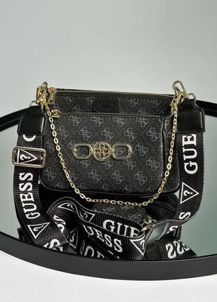 Женская сумка гесс черная guess pochette multi black/blue7 фото