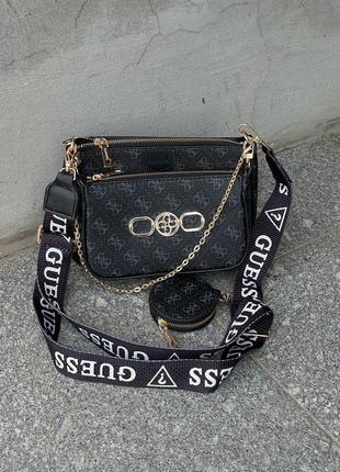 Женская сумка гесс черная guess pochette multi black/blue9 фото