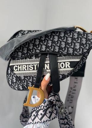 Жіноча сумка крістіан діор сіра christian dior grey saddle