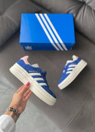 Женские кроссовки весна-осень адидас газель adidas gazelle blue white pink чернкие кроссовки адидас газель2 фото