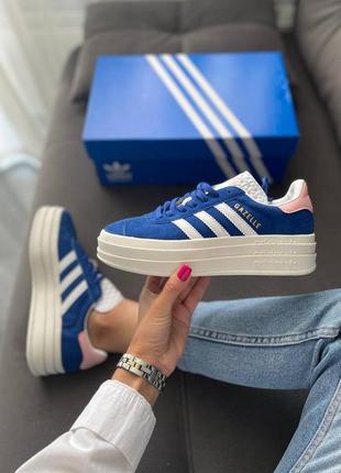 Женские кроссовки весна-осень адидас газель adidas gazelle blue white pink чернкие кроссовки адидас газель4 фото