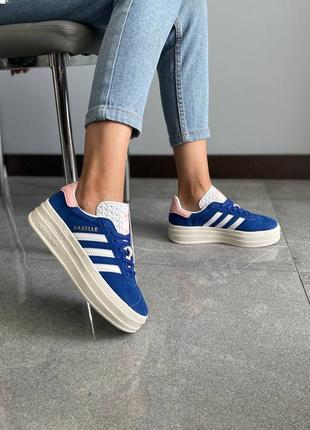 Женские кроссовки весна-осень адидас газель adidas gazelle blue white pink чернкие кроссовки адидас газель6 фото