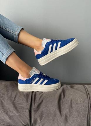 Женские кроссовки весна-осень адидас газель adidas gazelle blue white pink чернкие кроссовки адидас газель5 фото