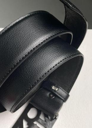 Женский ремень пинко черный пояс pinko text leather belt black/silver4 фото
